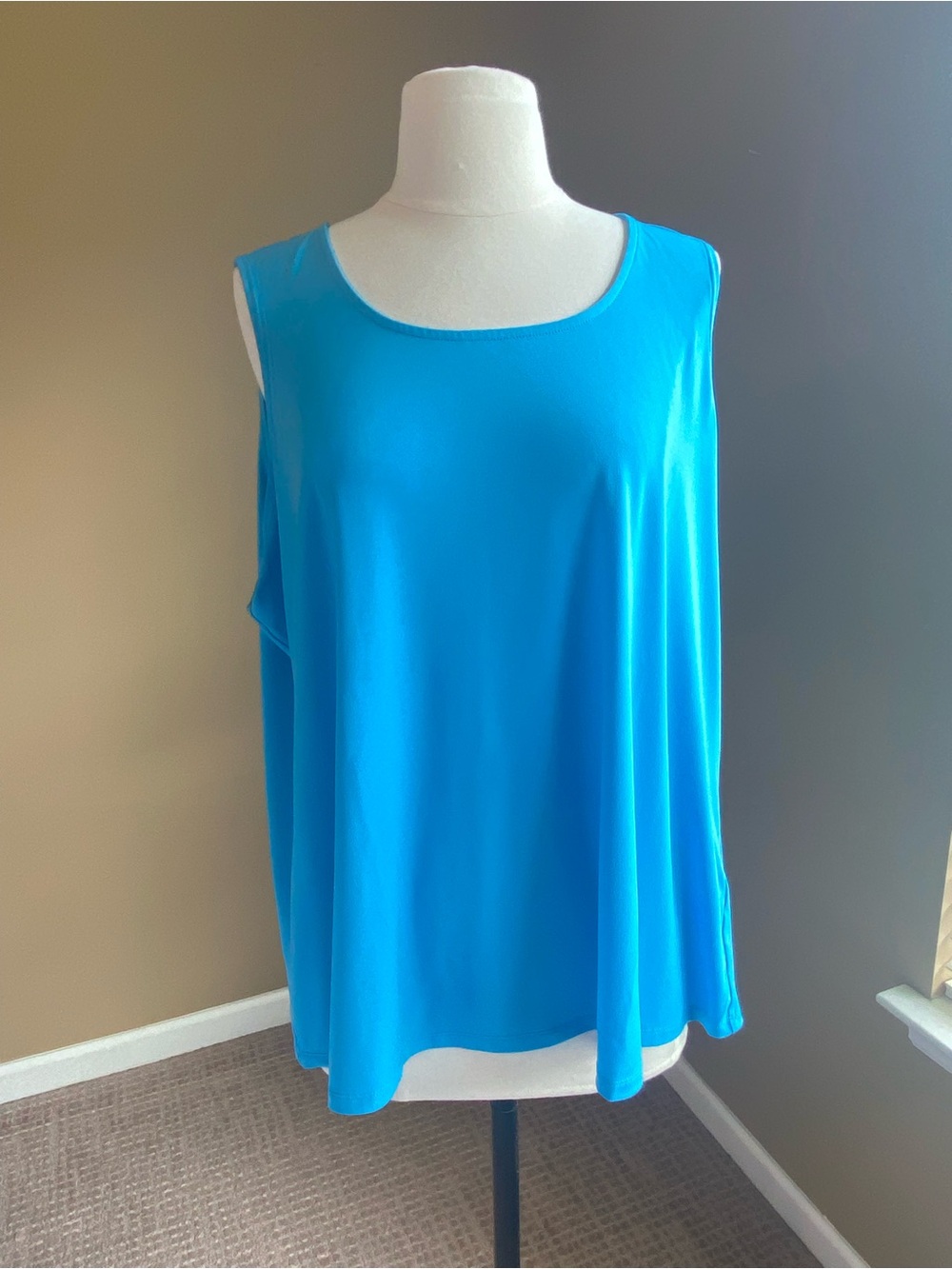Susan‎ Graver Bright Aqua Blue Sleeveless Tank Top- Size 2X- Summer Top, Layer